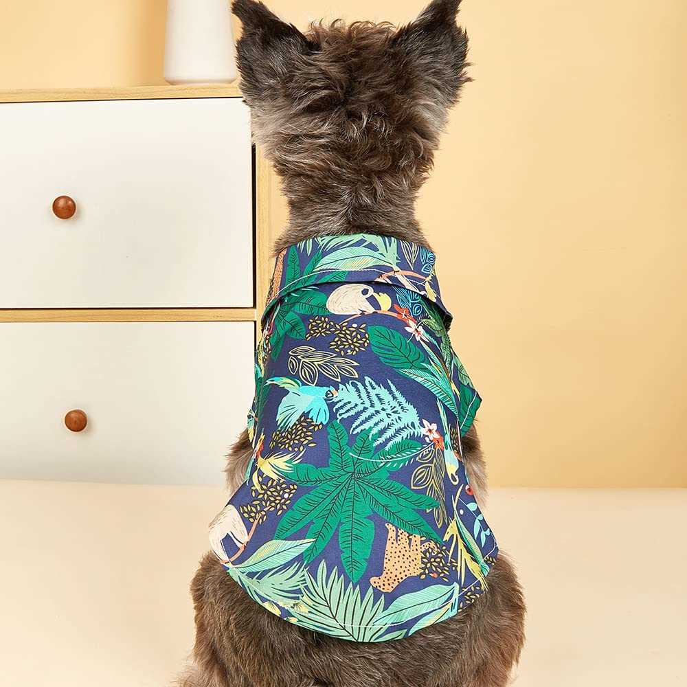 KUTKUT 2 Pcs Hawaiian Dog & Cat Shirt - Pet Summer T-Shirts Breathable Dog Clothes for Small Dogs Cats Pets, Hawaii Style Polo Dog Shirts Beach Seaside Puppy Quick Dry Apparel-T-Shirt-kutkutstyle