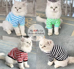 KUTKUT 2Pcs Small Dog Soft Cotton Striped Clothing, Puppy Vest T-Shirts Outfits for Dogs and Cat, Doggy Breathable Soft Shirts for Pet Dogs Kitten Boy and Girl - kutkutstyle