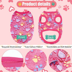 KUTKUT 2Pcs Small Dogs Cat Warm Velvet Fleece Shirt, Cute Paws Print Fashion Soft Flannel Winter Shirt for Shihtzu, Pug, Papillon, Cats etc - kutkutstyle