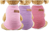 KUTKUT 3 Pcs Striped T-Shirt Puppy Clothes for Small Dogs, Cats Summer Cotton Vest Doggy Tee Tank Top for Shihtzu, Bichon, Papillon, Pekingese & Cats - kutkutstyle