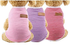KUTKUT 3 Pcs Striped T-Shirt Puppy Clothes for Small Dogs, Cats Summer Cotton Vest Doggy Tee Tank Top for Shihtzu, Bichon, Papillon, Pekingese & Cats - kutkutstyle