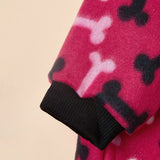 KUTKUT Bone Printing Breathable Round Neck Coral Fleece Sweater | Winter Shirt for Puppy Dog Warm Apparel - kutkutstyle