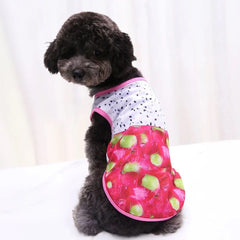 KUTKUT Breathable Clothes for Small Dogs, Summer Fruits Pattern Mesh Vest Sleeveless Shirt for Maltese, Bichon, Papillon, Pekingese - kutkutstyle