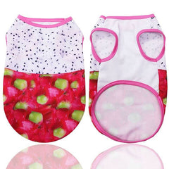 KUTKUT Breathable Clothes for Small Dogs, Summer Fruits Pattern Mesh Vest Sleeveless Shirt for Maltese, Bichon, Papillon, Pekingese - kutkutstyle