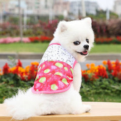 KUTKUT Breathable Clothes for Small Dogs, Summer Fruits Pattern Mesh Vest Sleeveless Shirt for Maltese, Bichon, Papillon, Pekingese - kutkutstyle