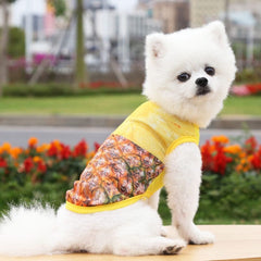 KUTKUT Breathable Summer Clothes for Small Dogs, Pineapple Fruit Pattern Mesh Vest Sleeveless Shirt for Maltese, Bichon, Papillon, Pekingese - kutkutstyle