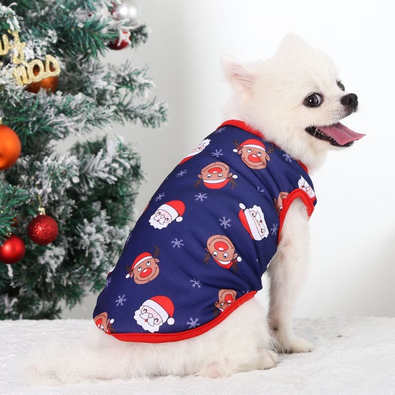 KUTKUT Christmas Style Pet Dog Shirt | Vest Sleeveless Santa Claus Printed Soft Texture T- Shirt for Yorkie, Maltese, Shih Tzu etc. - kutkutstyle