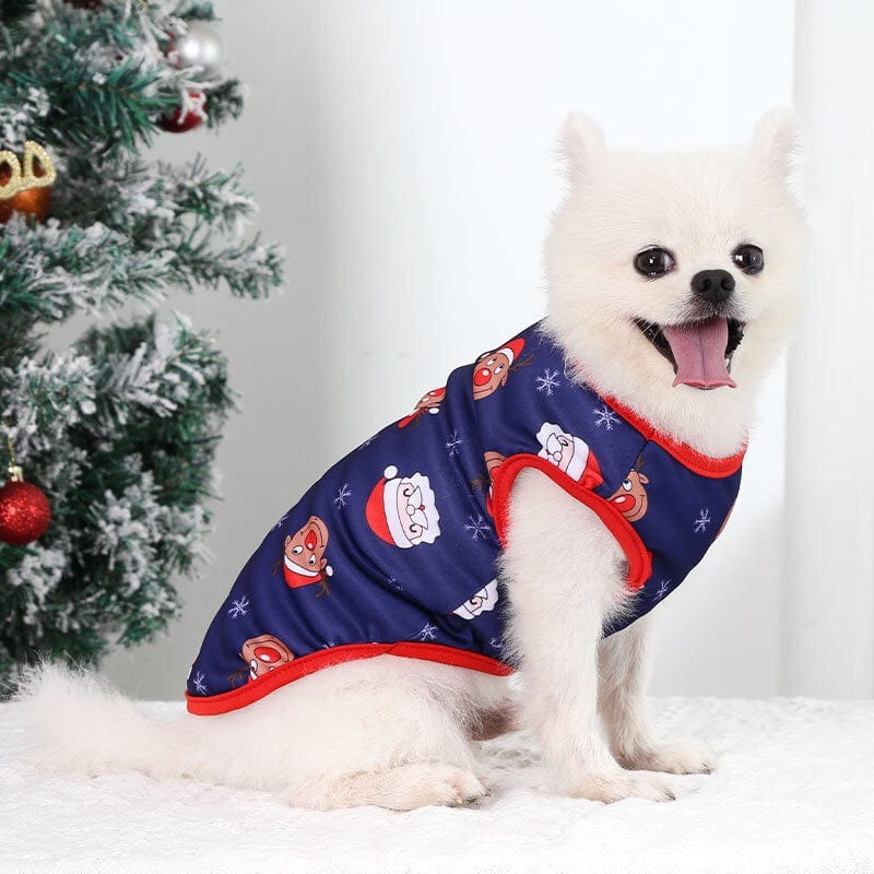 KUTKUT Christmas Style Pet Dog Shirt | Vest Sleeveless Santa Claus Printed Soft Texture T- Shirt for Yorkie, Maltese, Shih Tzu etc. - kutkutstyle