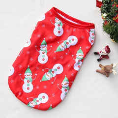 KUTKUT Christmas Style Pet Dog Shirt | Vest Sleeveless Snowman Printed Soft Texture T- Shirt for Yorkie, Maltese, Shih Tzu etc - kutkutstyle