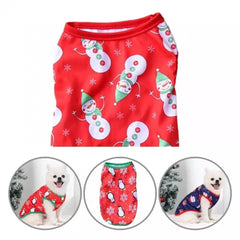 KUTKUT Christmas Style Pet Dog Shirt | Vest Sleeveless Snowman Printed Soft Texture T- Shirt for Yorkie, Maltese, Shih Tzu etc - kutkutstyle
