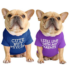 KUTKUT Combo of 2 Pet Dog Breathable Stretchy Round Neck T-Shirt | Pet Puppy Cats Dog Summer Soft Cotton Tshirt | French Bulldog Pug Shirt Pet Clothes - kutkutstyle