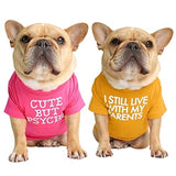 KUTKUT Combo of 2 Pet Dog Breathable Stretchy Round Neck T-Shirt | Pet Puppy Cats Dog Summer Soft Cotton Tshirt | Pug, French Bulldog Dog Shirt - kutkutstyle