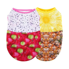 KUTKUT Combo of 2 Summer Clothes for Small Dogs, Fruits Pattern Mesh Vest Sleeveless Shirt for ShishTzu, Lhasa Apso, Bichon, Pekingese - kutkutstyle