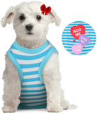 KUTKUT Combo of 2Pcs Small Dog & Cat Cotton Tshirt | Breathable Hug Me Stripes Pattern Sleeveless Shirt for Papillon, Shihtzu, Bichon Frise etc and Cats - kutkutstyle