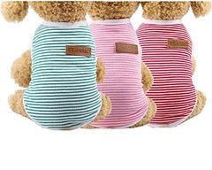 KUTKUT Combo of 3 Striped T-Shirt Puppy Clothes for Small Dogs, Cats Summer Cotton Vest Doggy Tank Top for Maltese, Bichon, Papillon, Pekingese, Shihtzu etc - kutkutstyle