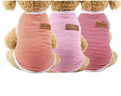 KUTKUT Combo of 3 Striped T-Shirt Puppy Clothes for Small Dogs, Stretchy Summer Cotton Cat Vest Doggy Tee Tank Top for Cavalier King, French Bulldog, Pug etc - kutkutstyle