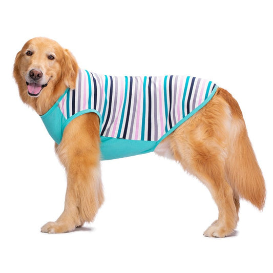 KUTKUT Cotton Striped Dog Shirts for Medium/Large Dogs | Breathable Stretchy Fashion Big Dogs Clothes for Beagle, Corgi, Husky, Labarador, Golden Retriver, Samoyed etc - kutkutstyle