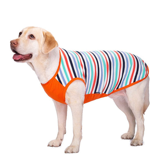 KUTKUT Cotton Striped T- Shirt for Medium/Large Dogs | Breathable Stretchy Fashion Big Dogs Clothes for Beagle, Corgi, Husky, Labarador, Golden Retriver, Samoyed etc - kutkutstyle