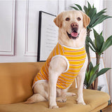 KUTKUT Cotton Striped T- Shirt for Medium/Large Dogs | Breathable Stretchy Fashion Big Dogs Clothes for Labarador, Golden Retriver, Germal Shepherd Samoyed etc ( Yellow) - kutkutstyle