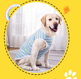 KUTKUT Cotton Striped T- Shirt for Medium/Large Dogs | Breathable Stretchy Fashion Big Dogs Clothes for Labrador, Golden Retriever, Gemmal Shepherd Samoyed etc. ( Blue) - kutkutstyle