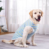 KUTKUT Cotton Striped T- Shirt for Medium/Large Dogs | Breathable Stretchy Fashion Big Dogs Clothes for Labrador, Golden Retriever, Gemmal Shepherd Samoyed etc. ( Blue) - kutkutstyle