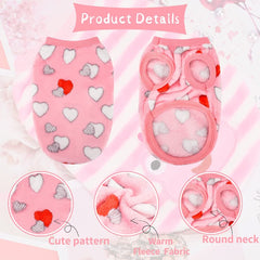 KUTKUT Cute Heart Print Fashion Soft Flannel Fleece Shirt for Small Puppy/Cat, Winter Shirt for Shih Tzu, Maltese, Yorkie etc. - kutkutstyle