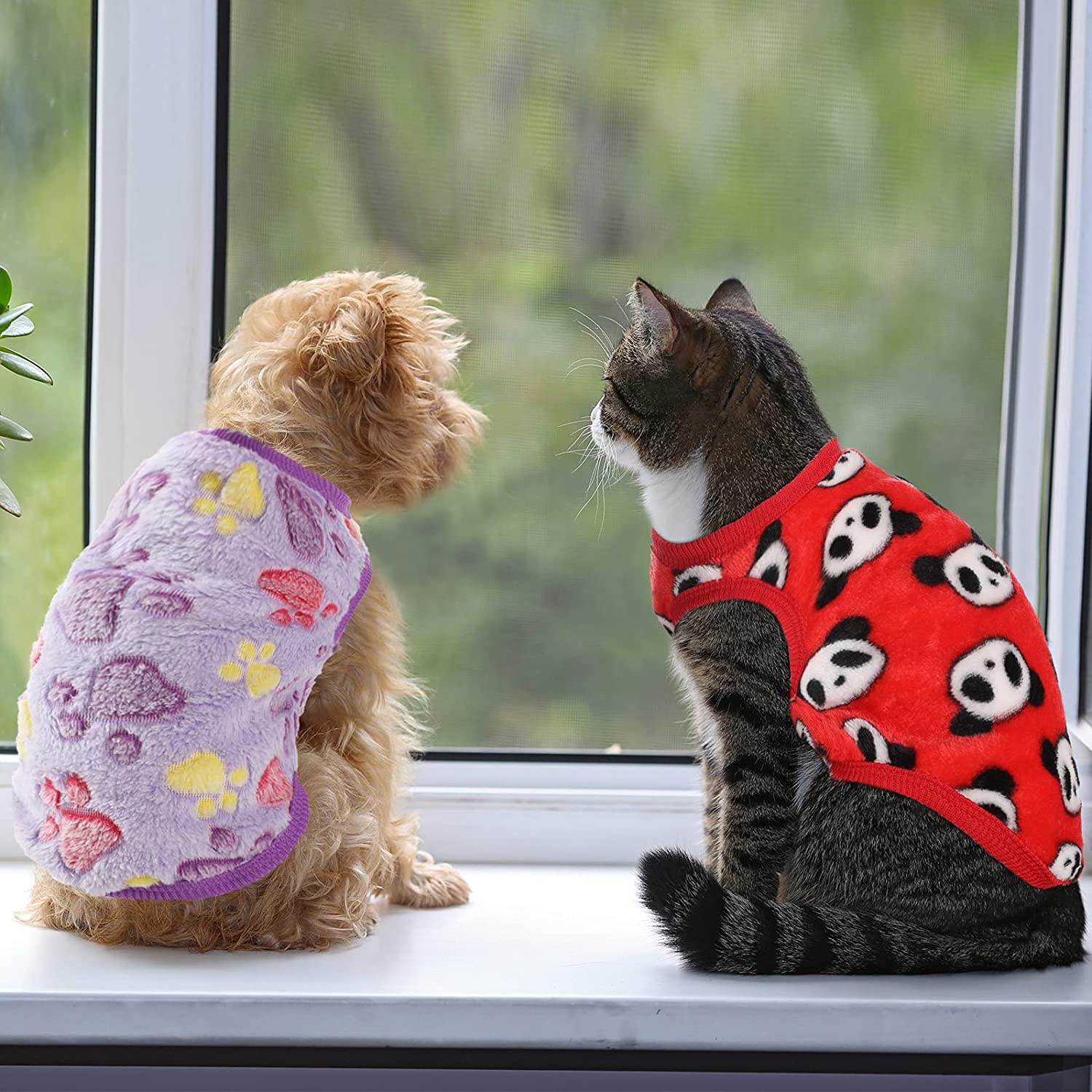 KUTKUT Cute Panda Cartoon Print Fashion Soft Flannel Fleece Shirt for Small Puppy/Cat - kutkutstyle
