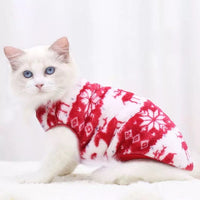 KUTKUT Cute Reindeer X-mas Print Fashion Soft Flannel Fleece Shirt for Small Puppy/Cat, Winter Shirt for Shihtzu Puppy, Maltese, Papillon etc-T-Shirt-kutkutstyle