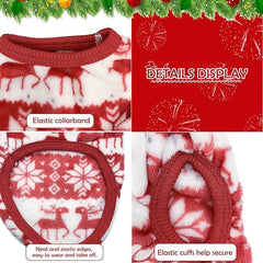 KUTKUT Cute Reindeer X-mas Print Fashion Soft Flannel Fleece Shirt for Small Puppy/Cat, Winter Shirt for Shihtzu Puppy, Maltese, Papillon etc - kutkutstyle