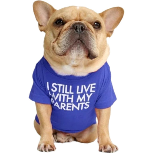 KUTKUT Dog Breathable Stretchy Round Neck T-Shirt I Still Live with My Parents Pet Puppy Cats Dog Summer T-Shirts Soft Cotton Clothes| French Bulldog Dog Shirt - kutkutstyle