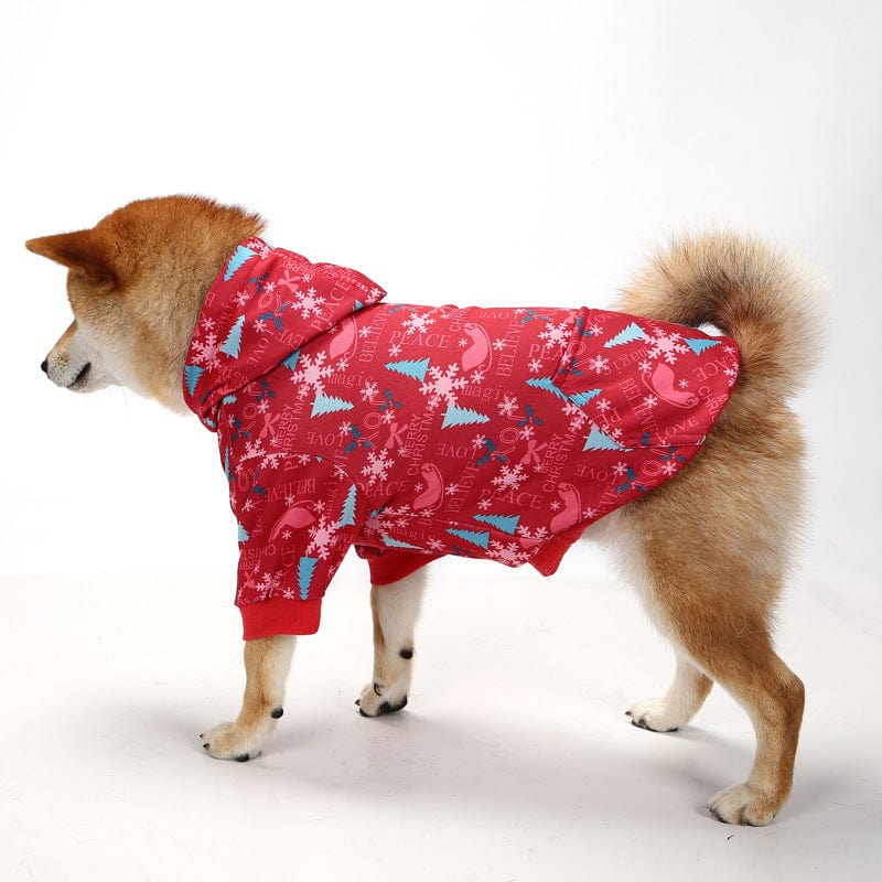 KUTKUT Dog Hoodie, X-mas Pattern Sweater with Hat Puppy Pullover Sweater Shirt, Dog Clothes Warm and Soft Breathable Cozy Dog Hoodies for Small