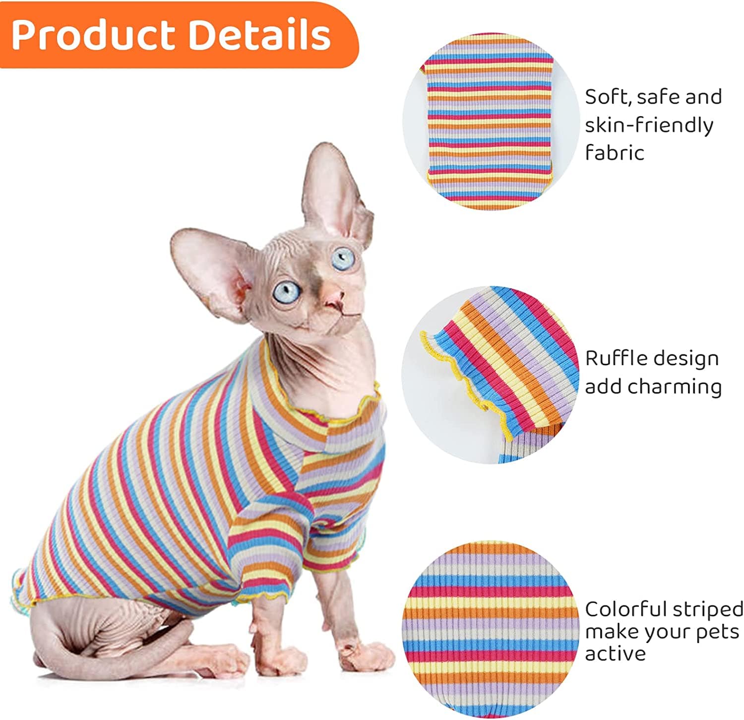 KUTKUT Dog Shirt, Pet Stretchable T-Shirt Clothes Apparel for Small Dog Cat, Sleeved Soft Breathable Sweatshirt Cute Pullover Knitwear Striped Basic Classic Tee Spring Summer Autumn - kutkuts