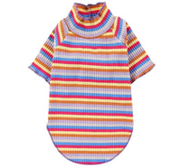 KUTKUT Dog Shirt, Pet Stretchable T-Shirt Clothes Apparel for Small Dog Cat, Sleeved Soft Breathable Sweatshirt Cute Pullover Knitwear Striped Basic Classic Tee Spring Summer Autumn - kutkuts