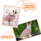 KUTKUT Dog Shirt, Pet Stretchable T-Shirt Clothes Apparel for Small Dog Cat, Sleeved Soft Breathable Sweatshirt Cute Pullover Knitwear Striped Basic Classic Tee Spring Summer Autumn - kutkuts