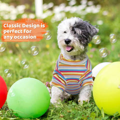 KUTKUT Dog Shirt, Pet Stretchable T-Shirt Clothes Apparel for Small Dog Cat, Sleeved Soft Breathable Sweatshirt Cute Pullover Knitwear Striped Basic Classic Tee Spring Summer Autumn - kutkuts