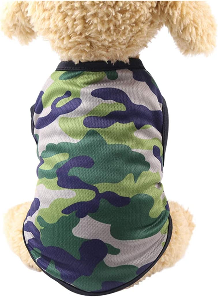 KUTKUT Dog Shirts Breathable Pet Camouflage Vest Puppy Kitten Sleeveless Shirts Pullover Pet Daily Camo Clothes for Dogs Cats Summer Cute Soft Stretchy Dog Basic T-Shirt - kutkutstyle