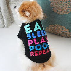 KUTKUT EAT Sleep Play Pattern Pet T-Shirt | Cute Pet Cotton Sweatshirt for Small Dog ShishTzu, Pug, Lhasa Apso - kutkutstyle