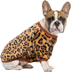 KUTKUT Fleece Dog Hoodie, Soft Flannel Dog Sweatshirt Clothes for Puppy Small Dogs, Cute Leopard Winter Party Dress Up Clothes for Puppy French Bulldog, Shih Tzu etc - kutkutstyle