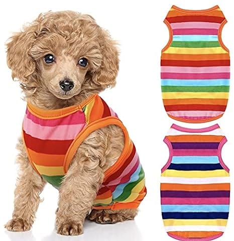 KUTKUT Pack of 2 Dog Shirts for Small Dogs | 100% Cotton Summer Girl Boy T-Shirt | Clothes for ShishTzu, Poodle, Pug - kutkutstyle