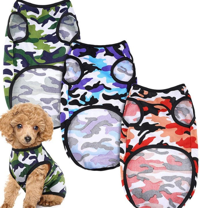 KUTKUT Pack of 3 Dog Clothes Breathable Pet Camouflage Vest Puppy Kitten Sleeveless Shirts Pullover Pet Daily Camo Clothes for Dogs Cats Summer Cute Soft Strechy Dog Basic T-Shirt-T-Shirt-kutkutstyle