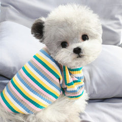 KUTKUT Pet Dog Shirt, Pet T-Shirt Clothes Apparel for Small Dog Cat, Sleeved Soft Breathable Sweatshirt Cute Pullover Knitwear Striped Basic Classic Tee Spring Summer Autumn-T-Shirt-kutkutstyle