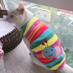 KUTKUT Rainbow Print Fashion Soft Flannel Fleece Shirt for Small Puppy/Cat, Winter Shirt for Shih Tzu, Maltese, Yorkie etc.-T-Shirt-kutkutstyle