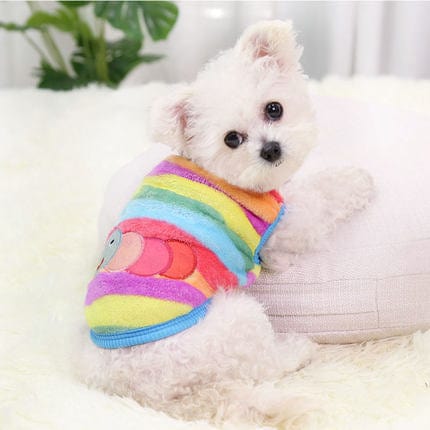 KUTKUT Rainbow Print Fashion Soft Flannel Fleece Shirt for Small Puppy/Cat, Winter Shirt for Shih Tzu, Maltese, Yorkie etc.-T-Shirt-kutkutstyle