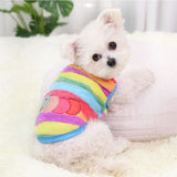 KUTKUT Rainbow Print Fashion Soft Flannel Fleece Shirt for Small Puppy/Cat, Winter Shirt for Shih Tzu, Maltese, Yorkie etc.-T-Shirt-kutkutstyle
