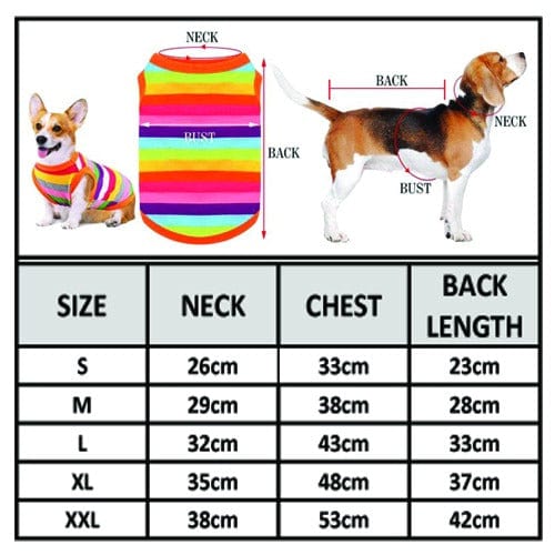 KUTKUT Rainbow Stripe Cotton Sleeveless Shirt for Small Breed Dogs Maltese, Chihuahua, Yorkie etc.-T-Shirt-kutkutstyle