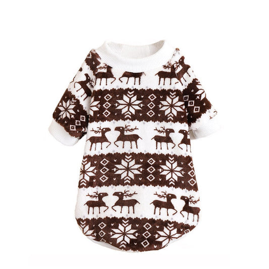 KUTKUT Reindeer Argyle Pattern Breathable Round Neck Flannel Fleece Pullover | Winter Shirt for Yorkie, Maltese, Mini Pom Small Dogs Puppy-T-Shirt-kutkutstyle