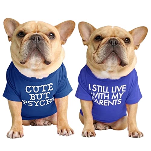 kutkutstyle T-Shirt KUTKUT Set of 2 Dog Breathable Stretchy Round Neck T-Shirt I | Pet Puppy Cats Dog Summer Vest T-Shirts Soft Cotton Clothes | French Bulldog Pug Shirt