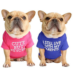 kutkutstyle T-Shirt KUTKUT Set of 2 Pet Dog Breathable Stretchy Round Neck T-Shirt | Pet Puppy Cats Dog Summer Soft Cotton Tshirt | French Bulldog Pug Shirt