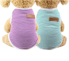 kutkutstyle T-Shirt KUTKUT Set of 2 Striped T-Shirt Puppy Clothes for Small Dogs, Kitten, Summer Cotton Vest Doggy Tank Top for Maltese, Bichon, Papillon, Pekingese
