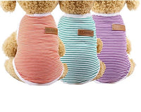 KUTKUT Set of 3 Pcs Striped T-Shirt Puppy Clothes for Small Dogs, Kitten, Stretchy Summer Cotton Vest Doggy Tee Tank Top For ShihTzu, Bichon, Papillon, Pekingese etc - kutkutstyle
